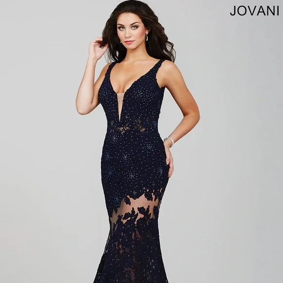 jovani navy blue dress Jardin Bloom Maxi Dress main image 1